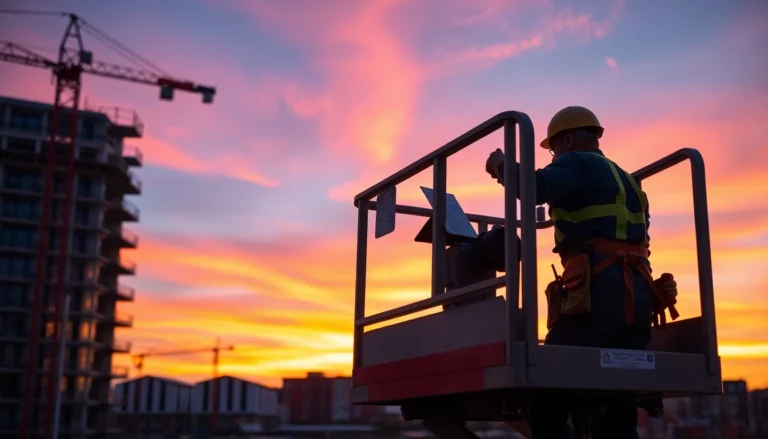 Aerial work platforms rental offers safe, reliable access for construction and maintenance projects being operated outdoors with professional crews.