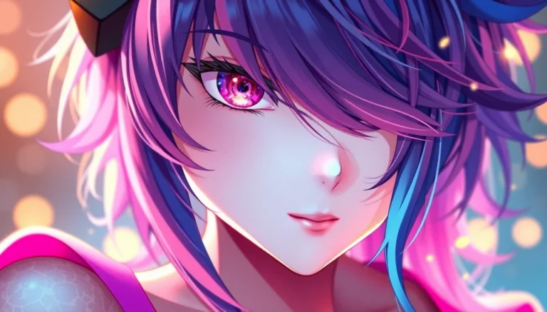 High-quality AI generated hentai illustration showing a detailed anime female with vibrant hair and dynamic pose for realistic visual appeal.