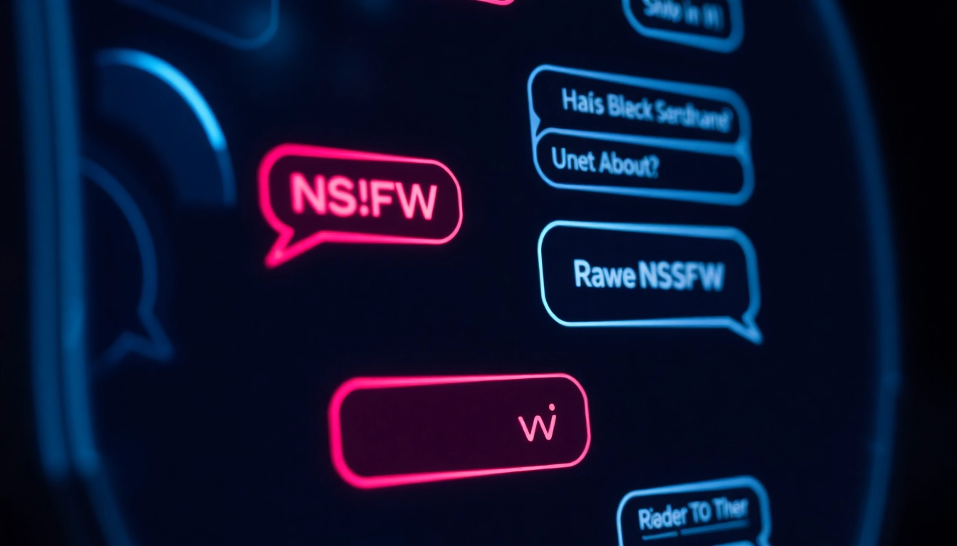 Engaging scene of a user interacting with a NSFW AI chat in a modern digital interface, highlighting real-time, unfiltered AI conversations for adult entertainment accessibility.